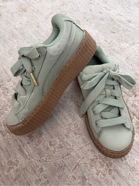 Puma Fenty Creeper Style Women’s Sz 5.5 Chunky Green Sneaker Shoe Wide Laces Y2K